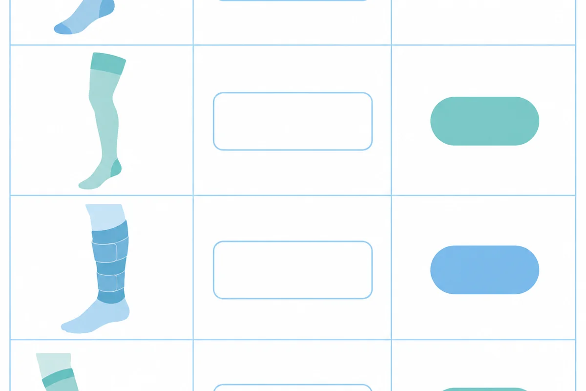 Compression garment silhouettes with HCPCS code reference chart for A6531 through A6545